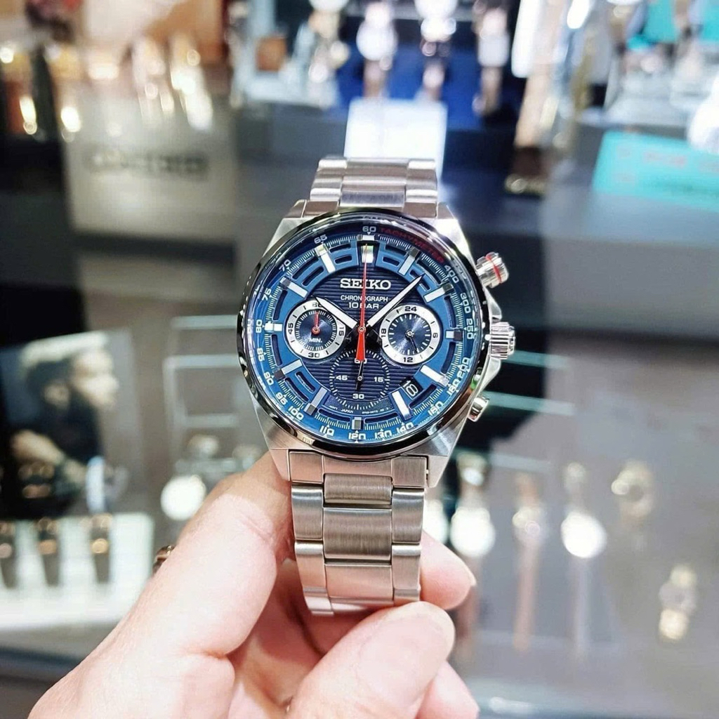 Đồng Hồ Nam Seiko SSB407P1 Quartz Size 41 Blue Chronograph