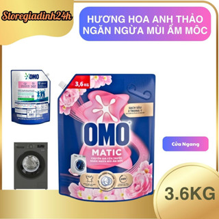 OMO Nước Giặt OMO MATIC Cửa Trước | Cửa Ngang Ngăn Mùi Ẩm Mốc Hoa Anh Thảo - Túi 3.6Kg
