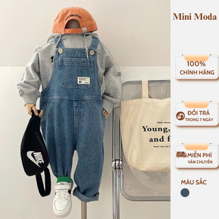 Yếm jean bé trai bé gái MINIMODA, yếm bò trẻ em dáng dài đi học đi chơi cho bé từ 8-38Kg  Y03