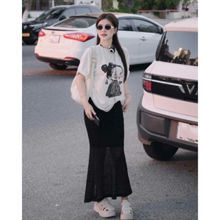  S949  TÁO ĐỎ BIGSIZE 55-90KG  SET 2 MÓN BIGSIZE ÁO THUN CÔ GÁI TRẮNG + CHÂN VÁY LƯỚI 