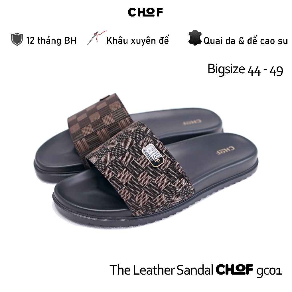 Dép nam size 45 46 47 48 49, dép nam bigsize quai chéo da thật, Đế Cao Su Đúc Êm Chân, Mẫu Hót Cho B