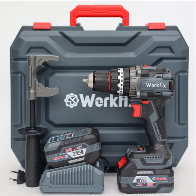 Máy khoan pin WORKFIX 160AK Màu Xám, Lực siết 160Nm, Khoan tường, Khoan Rút Lõi, Có Anti-KickBack
