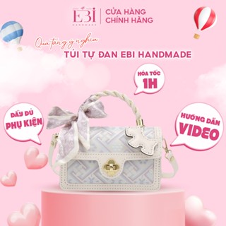  Túi xách nữ EBI HANDMADE tự đan da Pu phong cách thổ cẩm dân tộc khóa hình bông hoa 4 cánh sang trọng - ES01 