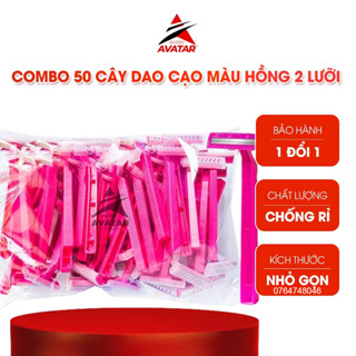 Combo 50 Cây Dao Cạo Màu Hồng 2 Lưỡi Dùng 1 Lần, Cạo Râu, Dùng Cho Spa, Tiệm Hớt Tóc