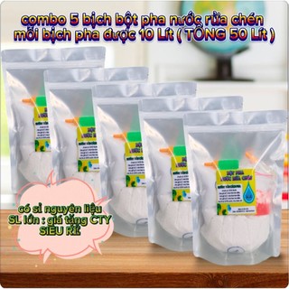  COMBO 5 BỊCH BỘT PHA NƯỚC RỬA CHÉN TẠI NHÀ  1 TÚI PHA ĐƯỢC 10 LÍT THƠM HƯƠNG CHANH    TỔNG 50 LÍT   