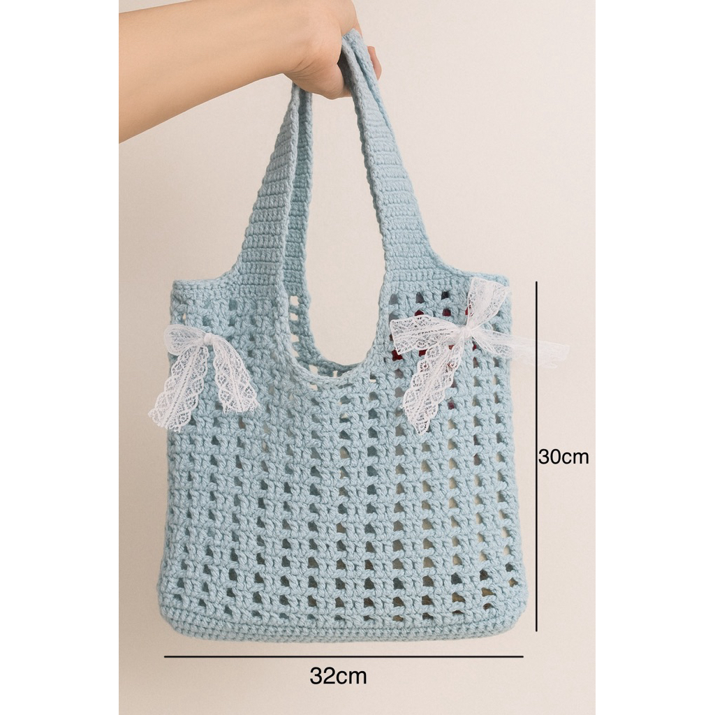 Túi Tote đi biển Túi xách tay móc len thủ công sợi simply