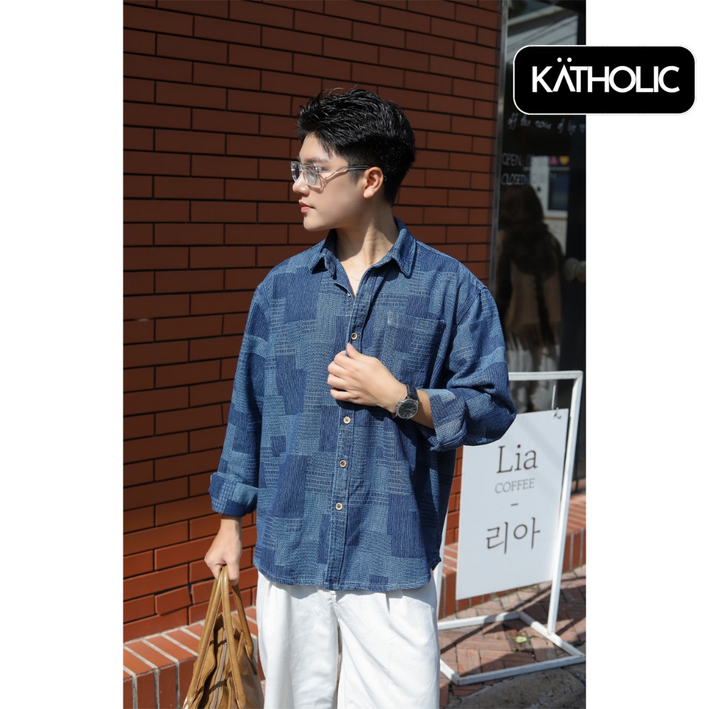 Áo Sơ Mi Tay Dài Nam Nữ Boro Denim Local Brand KATHOLIC Form Rộng Oversize KAT031 | BigBuy360 - bigbuy360.vn