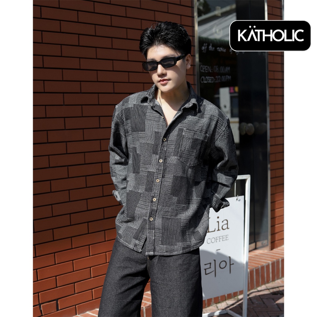 Áo Sơ Mi Tay Dài Nam Nữ Boro Denim Local Brand KATHOLIC Form Rộng Oversize KAT031 | BigBuy360 - bigbuy360.vn