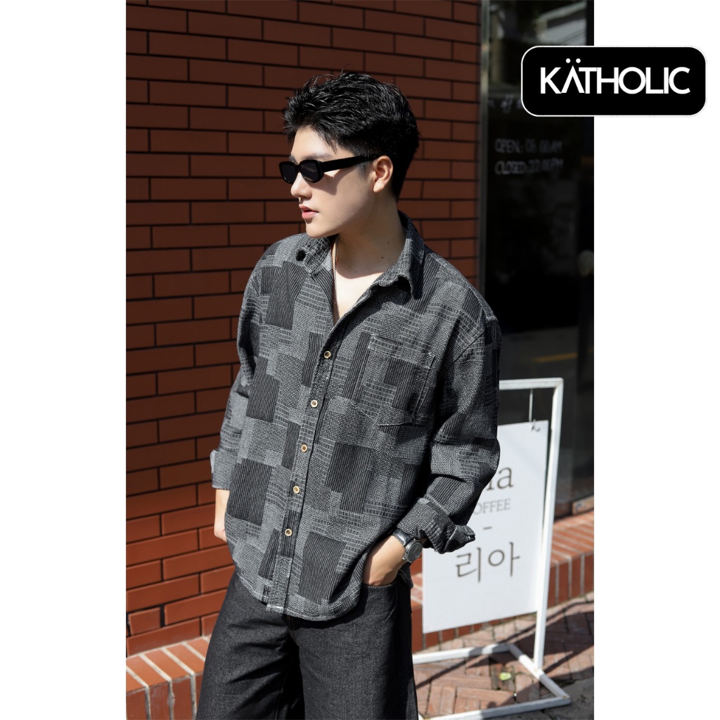 Áo Sơ Mi Tay Dài Nam Nữ Boro Denim Local Brand KATHOLIC Form Rộng Oversize KAT031 | BigBuy360 - bigbuy360.vn