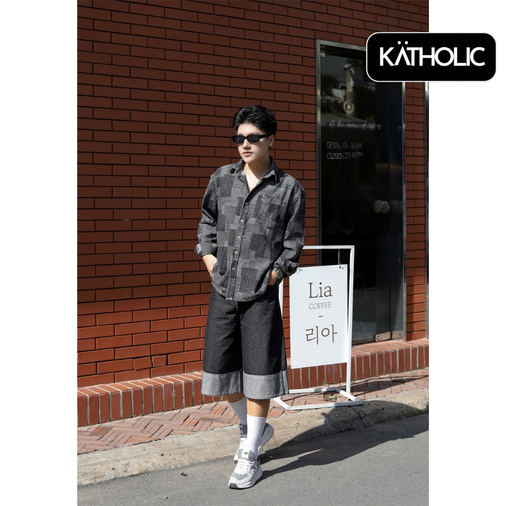 Áo Sơ Mi Tay Dài Nam Nữ Boro Denim Local Brand KATHOLIC Form Rộng Oversize KAT031 | BigBuy360 - bigbuy360.vn