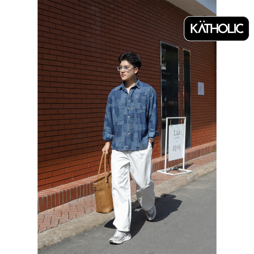 Áo Sơ Mi Tay Dài Nam Nữ Boro Denim Local Brand KATHOLIC Form Rộng Oversize KAT031 | BigBuy360 - bigbuy360.vn