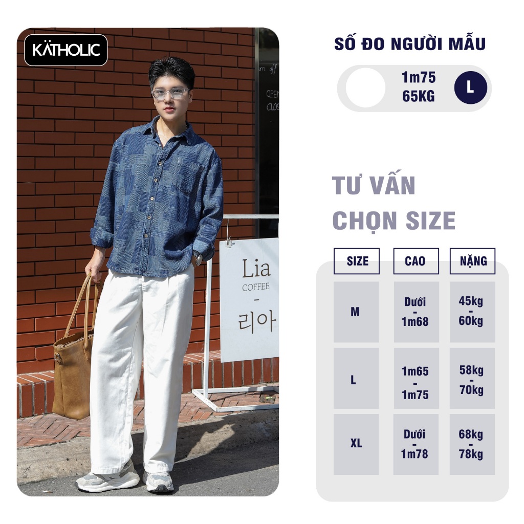 Áo Sơ Mi Tay Dài Nam Nữ Boro Denim Local Brand KATHOLIC Form Rộng Oversize KAT031 | BigBuy360 - bigbuy360.vn