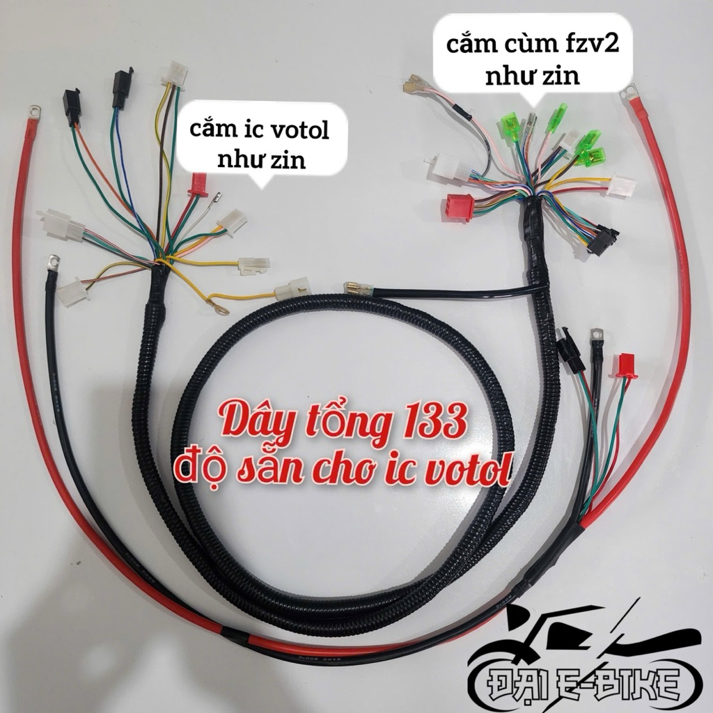 Dây tổng 133s làm sẵn dây độ 8awg, dây thường có đổi nguồn phía sau (dắt votol như zin)