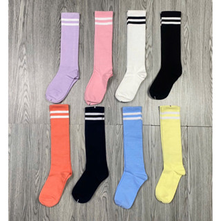 Tất Golf Nữ Cotton Cao Cổ 2 Sọc Chơi Tennis Pickeball, Pilates, Vớ Thể Thao Cổ Cao Dưới Gối - VO01