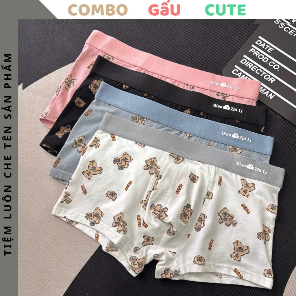 Quần lót nam boxer dễ thương chất vải cotton mềm mịn mát WIND GẤU