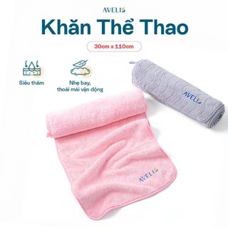 Khăn Thể Thao AVELIS 30x110cm – Chất Dày Dặn, Mềm Mịn Sang Trọng - Màu Hồng/Xám Đậm