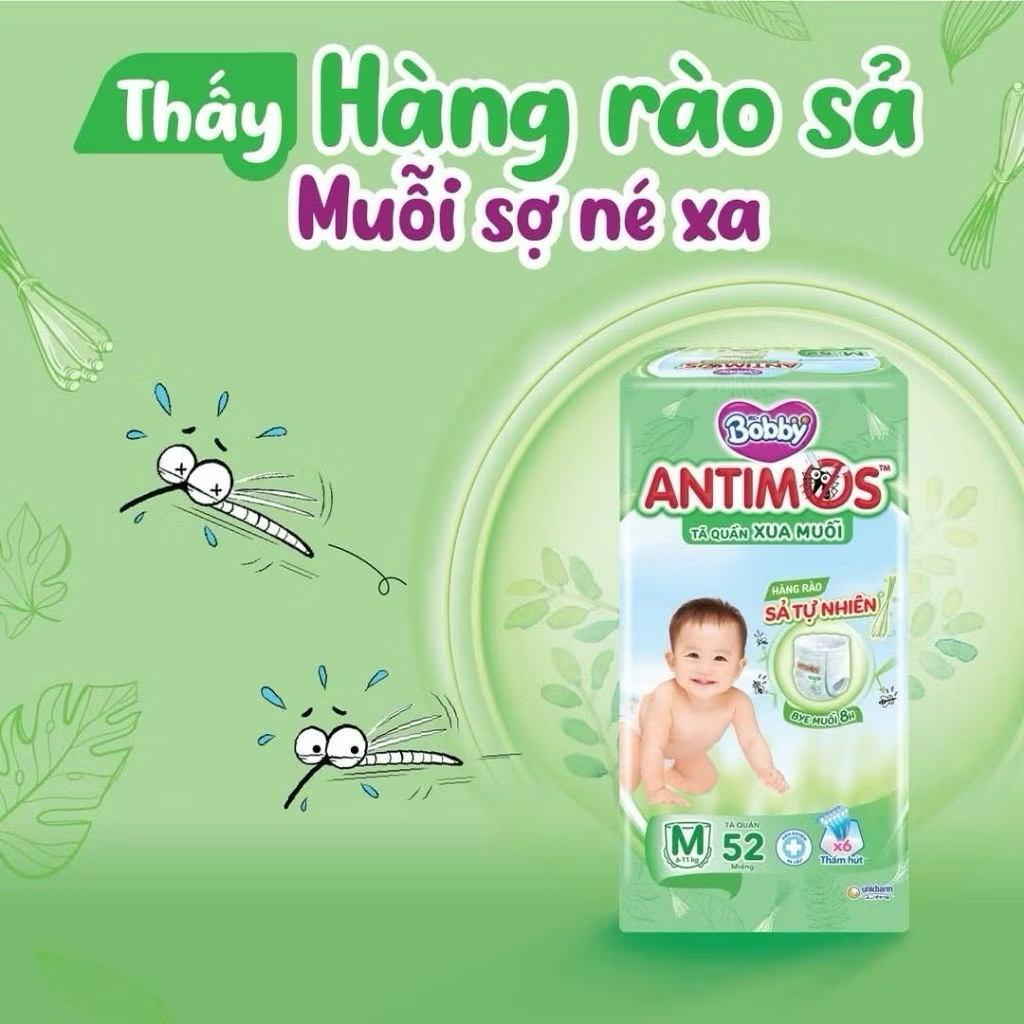Tã/bỉm quần Bobby antimos M52,L52,XL52,XXL52