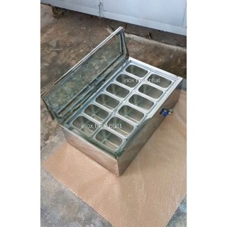 Thùng đá inox 3 lớp 7-8-9-10-11-12 khây inox, nắp mica trong suốt, giữ lạnh topping trà sữa, thực phẩm