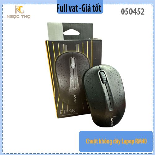 Chuột Không Dây LAPOP RM40 Đen – 2.4GHz, 1000DPI, Đầu Thu USB Nano, BH 24 Tháng