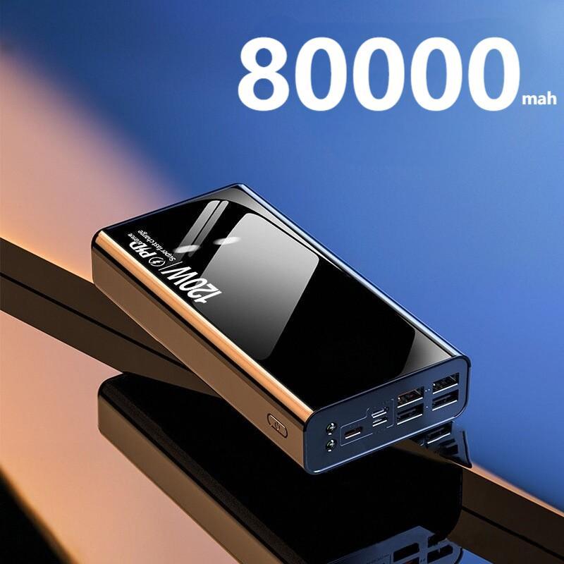 (Tặng Cáp Sạc Nhanh)sạc dự phòng pin 50000mAh 80000mAh sạc nhanh pin 120W dung lượng lớn có sẵn nhiề