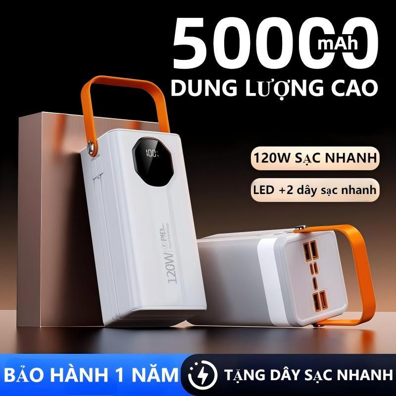(Tặng Cáp Sạc Nhanh)sạc dự phòng 50000mAh 80000mAh sạc nhanh pin 120W dung lượng lớn có sẵn nhiều dâ
