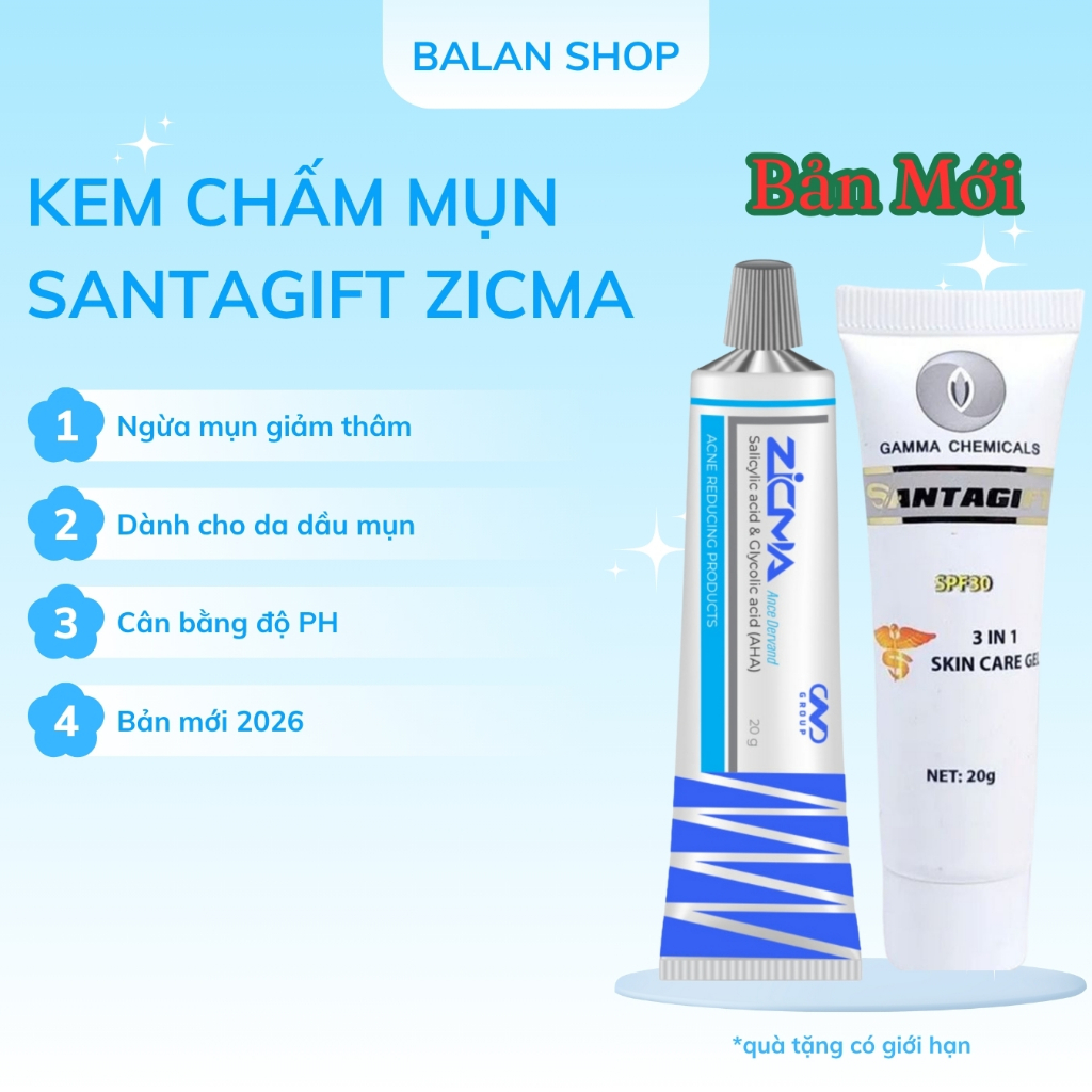 Chấm Mụn Santagift Zicma Giảm Thâm Tinh Chất Thẩm Thấu Nhanh Sáng Dưỡng Trắng Da - Balan Shop