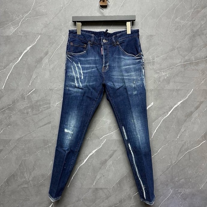 [ Hàng Xịn ] Quần Jean DSQ2 Xanh rách xước vẩy sơn LA VTN