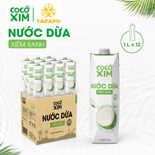  Thùng 12 Hộp Nước Dừa Xiêm Sen Xiêm Xanh Dừa Tươi Nguyên Chất 1 Lít Cocoxim - TACAPU 