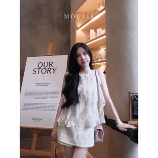  MOULIÉ | Lacie Top Áo xếp lớp chất liệu ren thêu mềm 