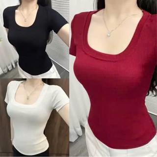 [ Xả Lỗ Combo 3 Áo Cổ Vuông ] Áo thun tay cổ vuông chất liệu thun tăm ôm body, tôn dáng phong cách hàn quốc trẻ đẹp