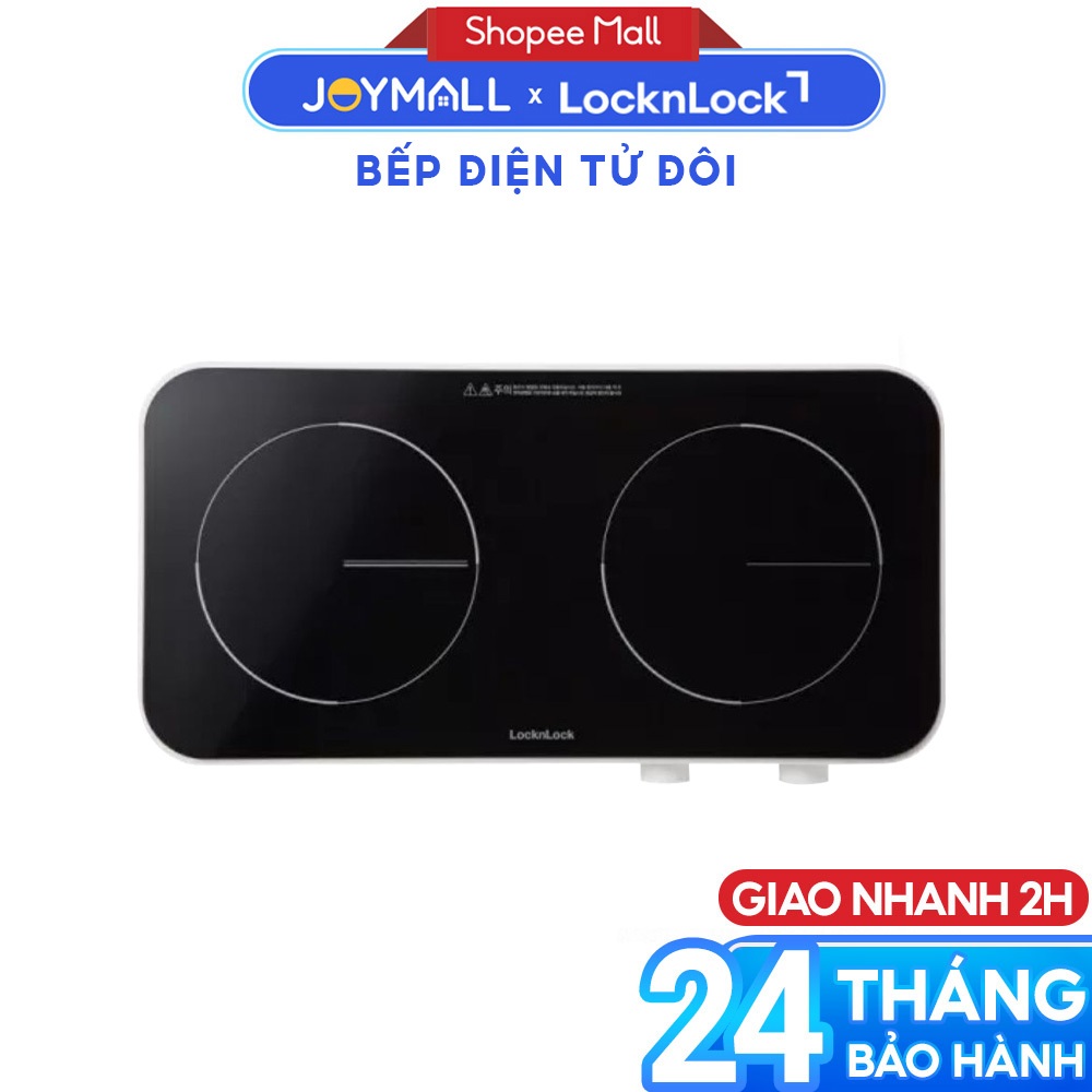 Bếp Điện Từ Đôi LocknLock EJI326WHT 1500W, Mặt Pha Lê, Khoá An Toàn, Hẹn Giờ Nấu - JoyMall