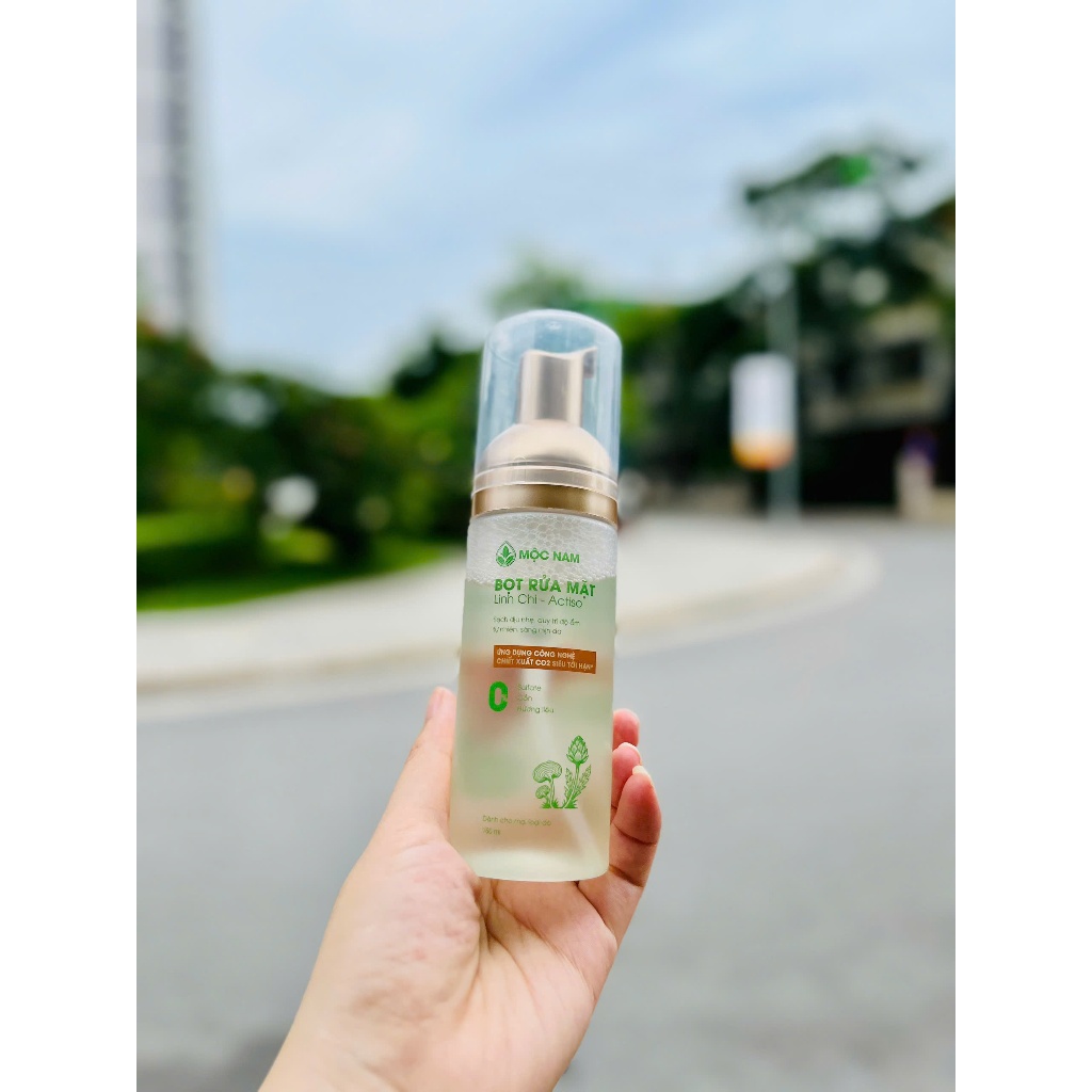 Bọt rửa mặt Linh chi - Atiso - Sạch dịu nhẹ, giữ ẩm tự nhiên, sáng da - Mộc Nam - 150ml - KTshop