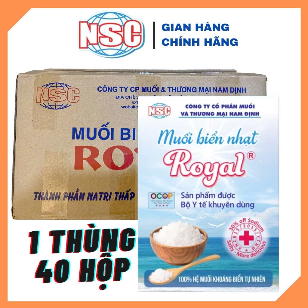 [GIÁ SỈ] Muối Biển Nhạt Royal muối ăn kiêng của Công ty NSC Nam Định/ Thùng 40 hộp