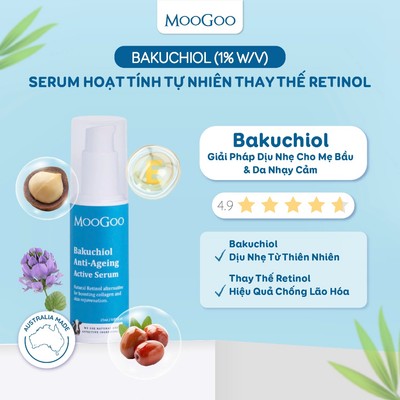 Serum bakuchiol (1%) hoạt tính tự nhiên thay thế retinol MooGoo 25ml bổ sung collagen và trẻ hoá da - Date T12.2026