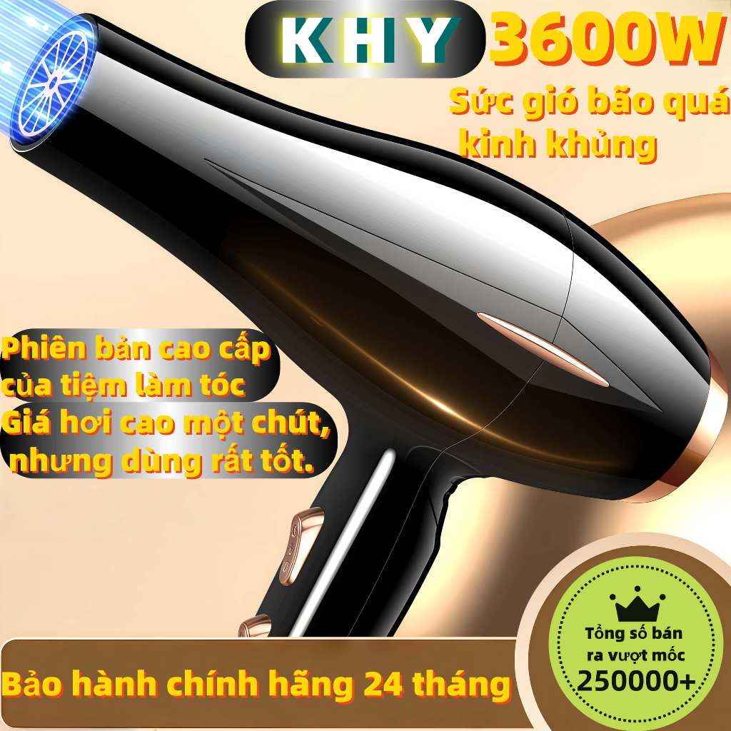 KHY Máy sấy tóc 3600W - 2 chiều nóng lạnh - Đỉnh cao vua công suất