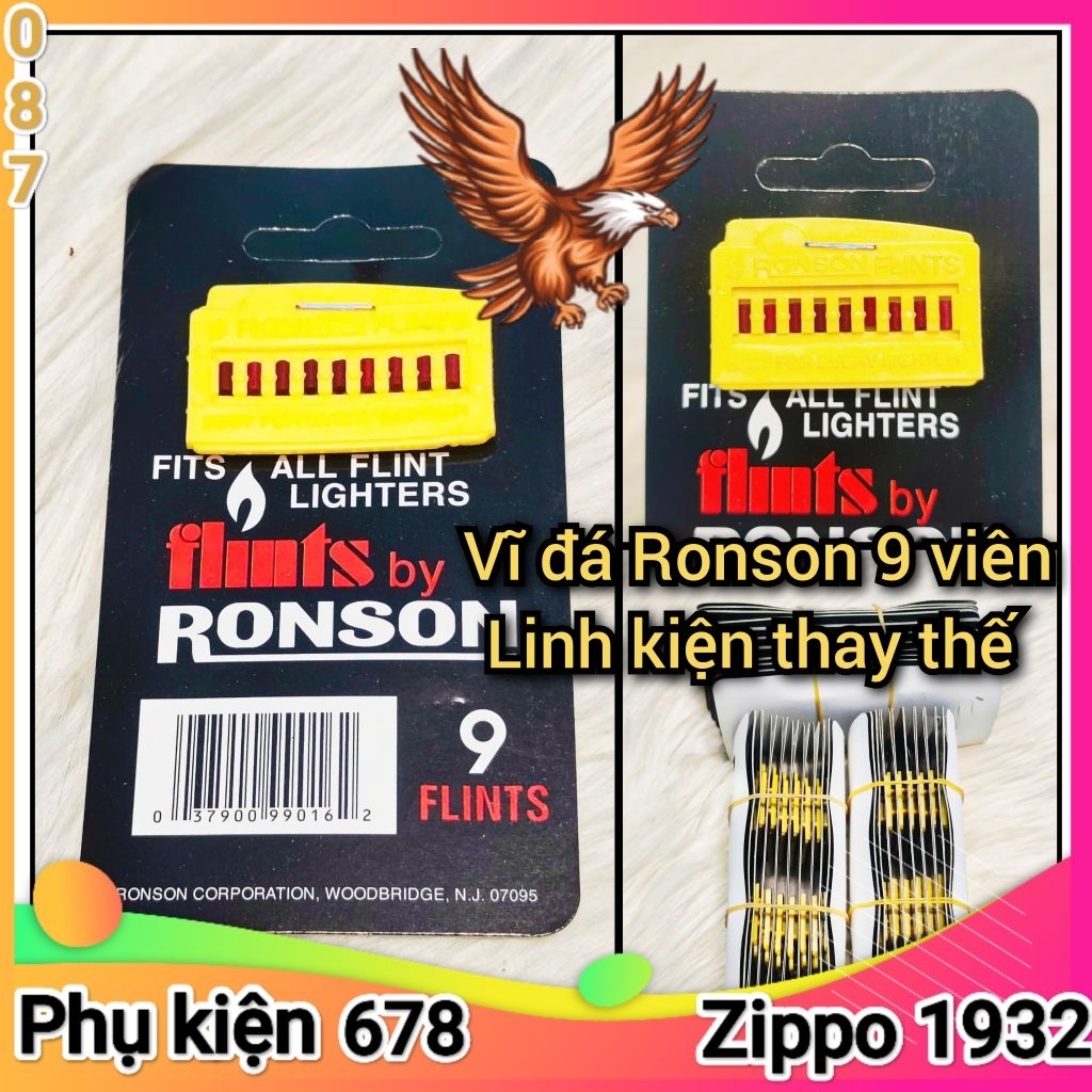 [Phụ kiện Zippo] Đá đỏ Ronson vĩ 9 viên