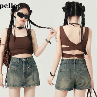 Quần đùi jean giả váy Zylu, chân váy jeans ngắn chữ A, phong cách y2k năng động