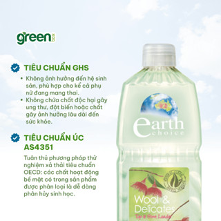Nước giặt thuần chay tinh dầu bạch đàn làm sạch vết bẩn mùi hôi trên đồ lót vải len lụa quần áo Earth Choice Úc, chai 1L