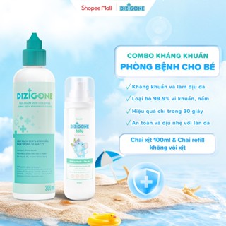 [COMBO] Xịt kháng khuẩn DIZIGONE Baby 100ml & Dung dịch kháng khuẩn DIZIGONE: Xịt tay chân, đồ chơi, đồ dùng cho bé