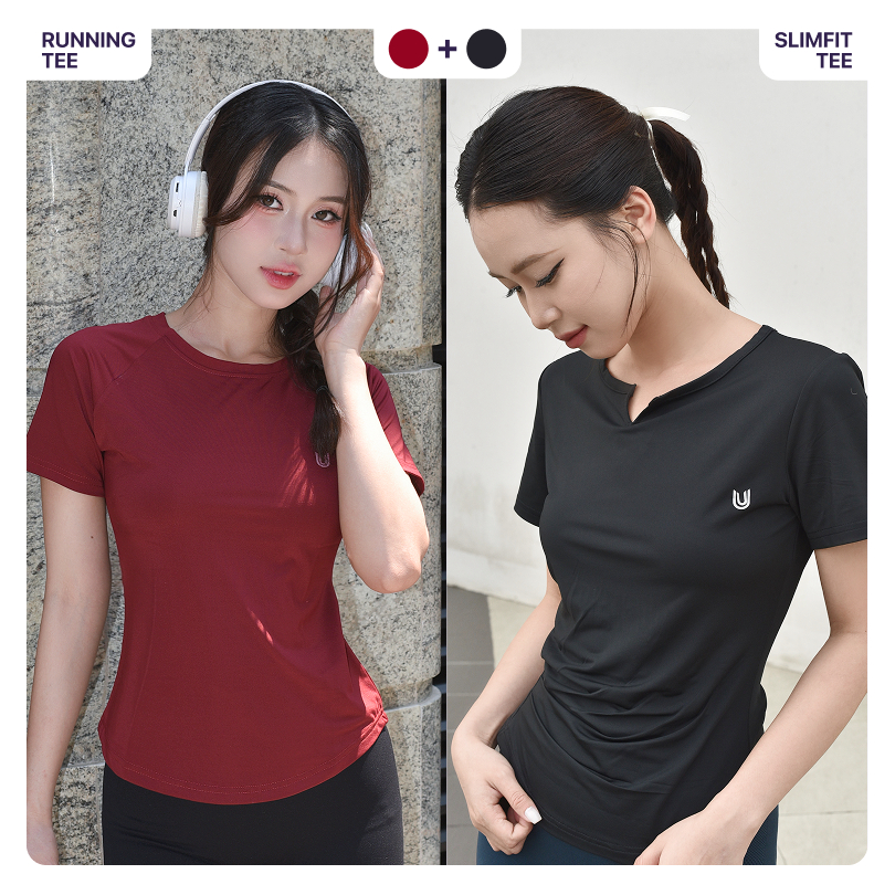 Combo 2 áo thun thể thao nữ Running Tee và Slimfit Tee tập gym yoga ngắn tay vải thoáng mát co giãn Today U Wear | BigBuy360 - bigbuy360.vn