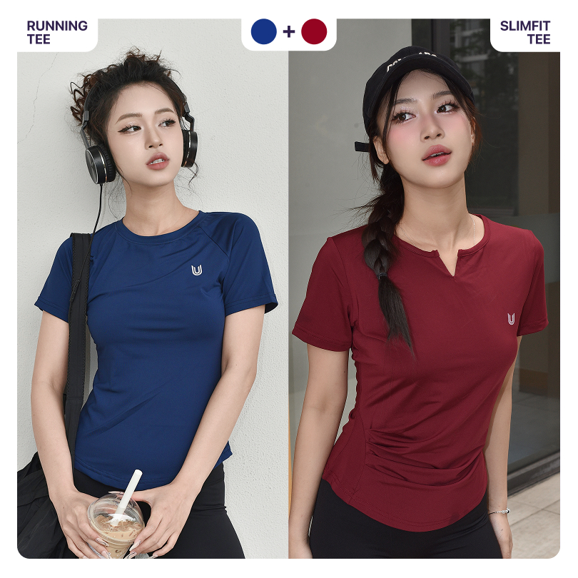 Combo 2 áo thun thể thao nữ Running Tee và Slimfit Tee tập gym yoga ngắn tay vải thoáng mát co giãn Today U Wear | BigBuy360 - bigbuy360.vn