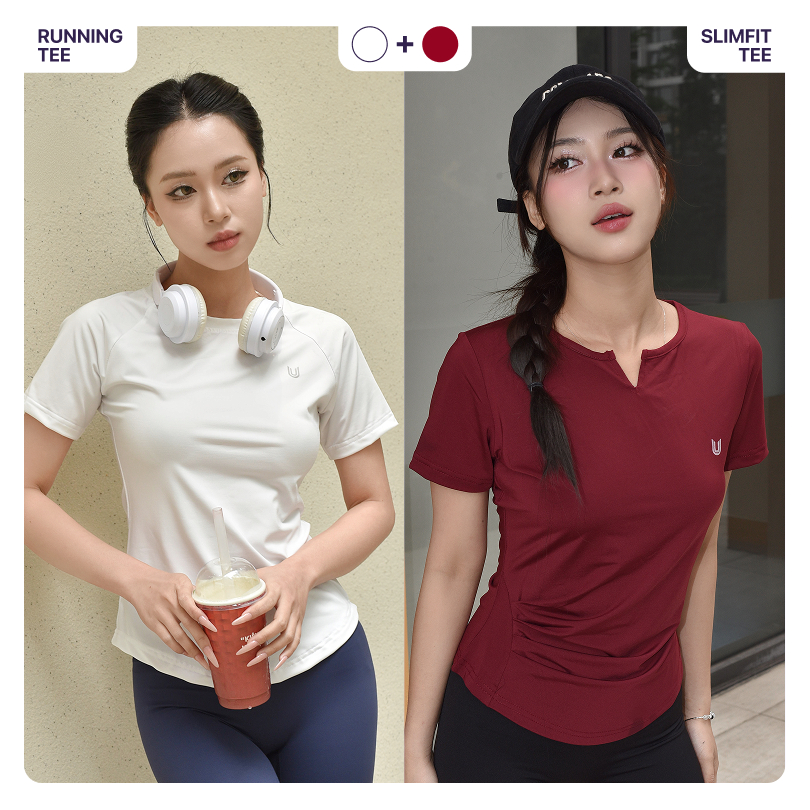 Combo 2 áo thun thể thao nữ Running Tee và Slimfit Tee tập gym yoga ngắn tay vải thoáng mát co giãn Today U Wear | BigBuy360 - bigbuy360.vn