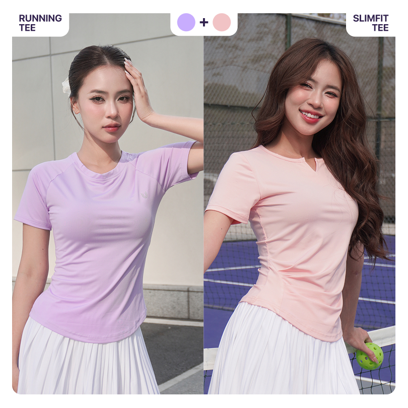 Combo 2 áo thun thể thao nữ Running Tee và Slimfit Tee tập gym yoga ngắn tay vải thoáng mát co giãn Today U Wear | BigBuy360 - bigbuy360.vn