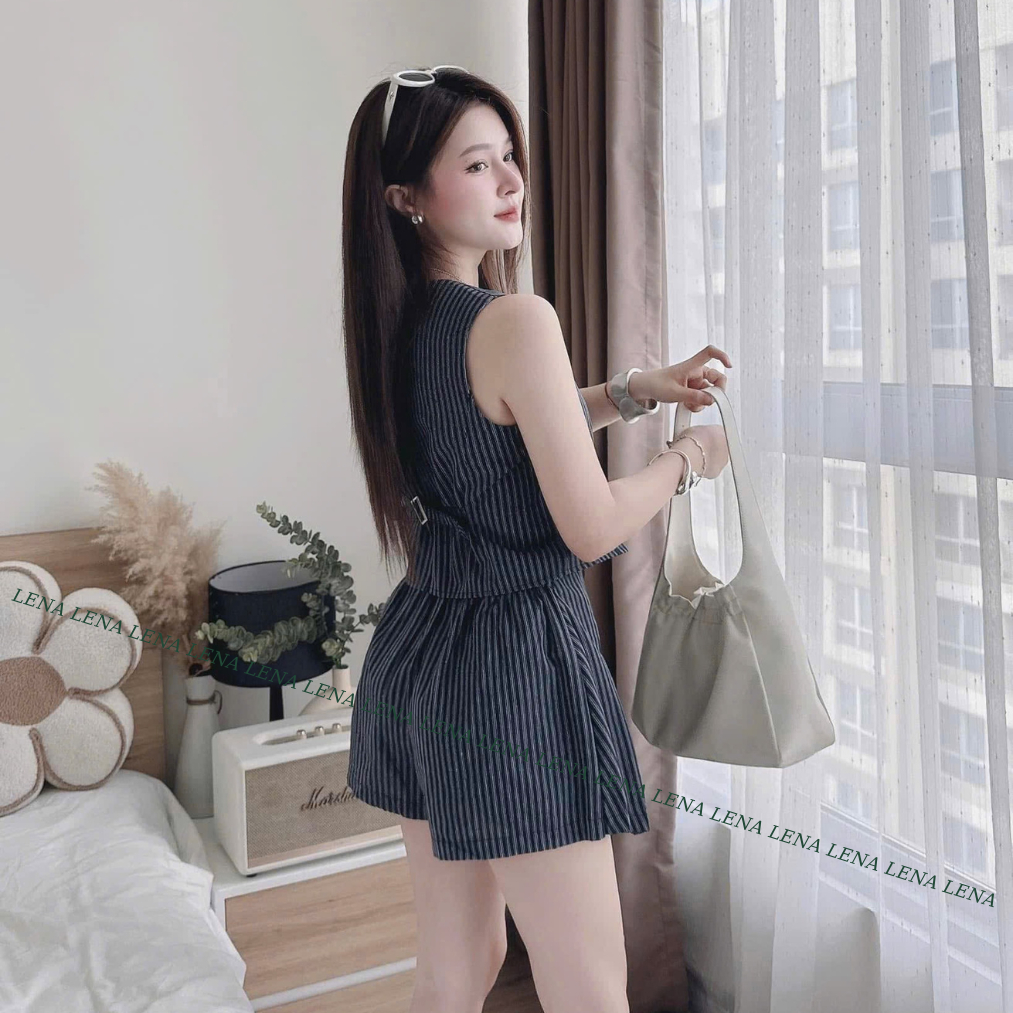 (Có Bigsize) Set bộ nữ chất Lenin sọc LENA 3143 chất mịn mát không nhăn+xù dạo phố trẻ trung | BigBuy360 - bigbuy360.vn