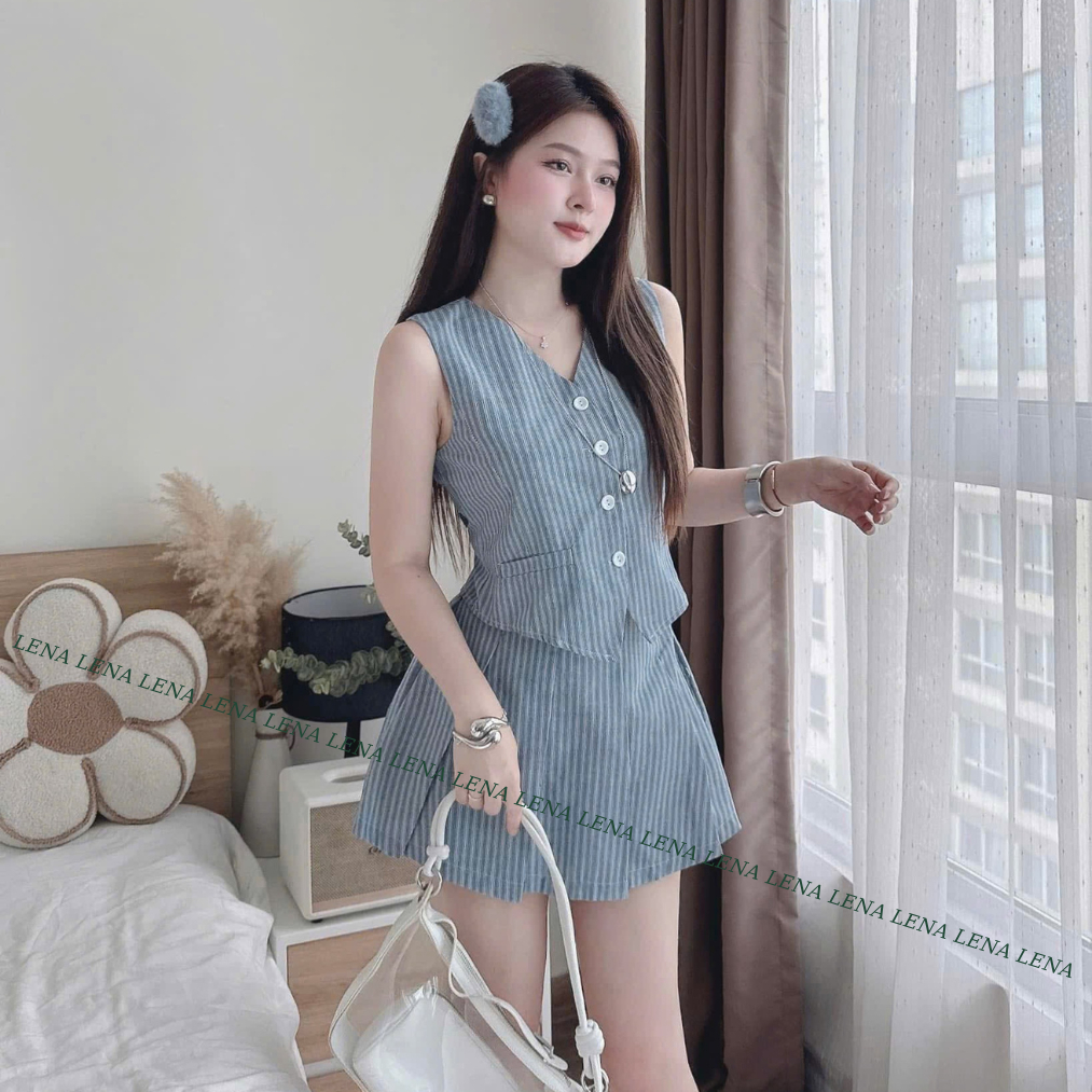 (Có Bigsize) Set bộ nữ chất Lenin sọc LENA 3143 chất mịn mát không nhăn+xù dạo phố trẻ trung | BigBuy360 - bigbuy360.vn