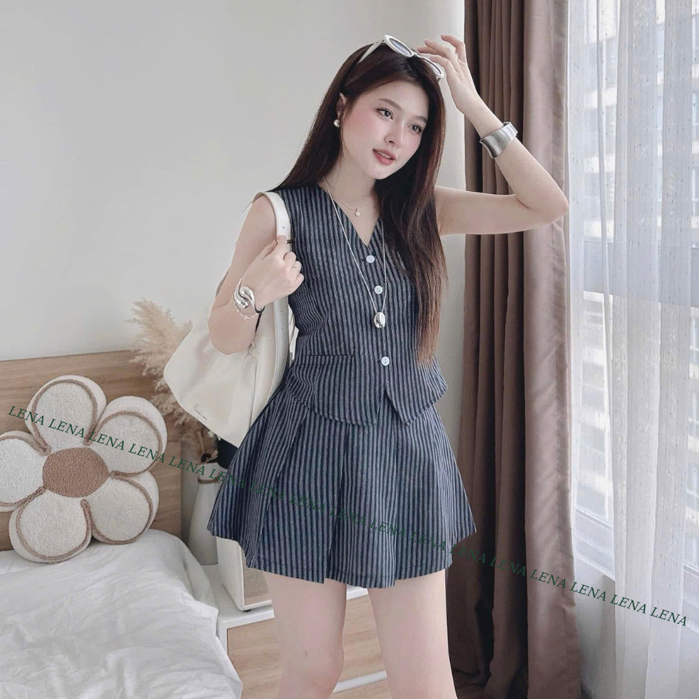 (Có Bigsize) Set bộ nữ chất Lenin sọc LENA 3143 chất mịn mát không nhăn+xù dạo phố trẻ trung | BigBuy360 - bigbuy360.vn