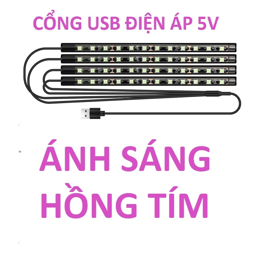 Đèn led gầm ghế ô tô siêu sáng điện áp 5V dây dài 2m cắm cổng USB ánh sáng các màu