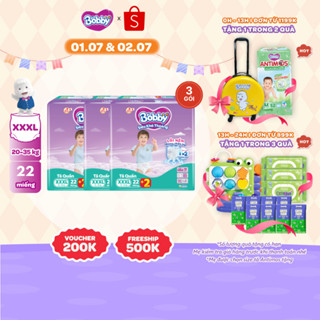 Combo 03 gói tã quần Bobby Siêu Khô Thoáng - 100% Thoáng Khí Jumbo S46/M42/L36/XL32/XXL28/XXXL22