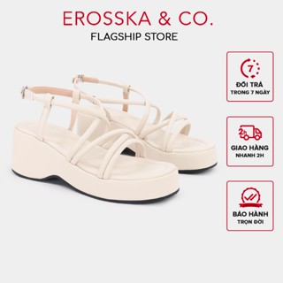 [LIVE] Erosska - Giày sandal nữ đế xuồng phối dây quai mảnh thiết kế basic cao 7cm - SB041