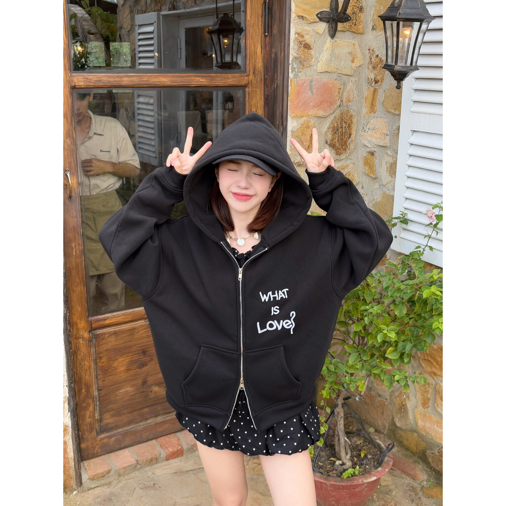Áo Hoodie Double Zipped Form Boxy WHAT IS LOVE Local Brand Unisex Nam Nữ Oversize - Homies Saigon | BigBuy360 - bigbuy360.vn